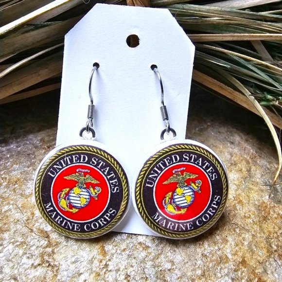 US Marine Corps Earrings United States Marines USMC EGA US Military Souv… - Picture 1 of 3